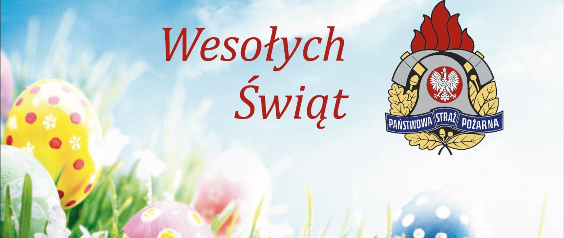 Kartka z życzeniami Komendanta Powiatowego Państwowej Straży Pożarnej w Wołominie z okazji Świąt Wielkanocnych