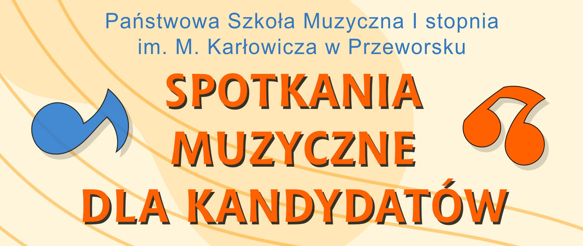 Plakat informujący o cyklicznych spotkaniach muzycznych, na których prezentowane jest instrumentarium PSM I st. w Przeworsku.