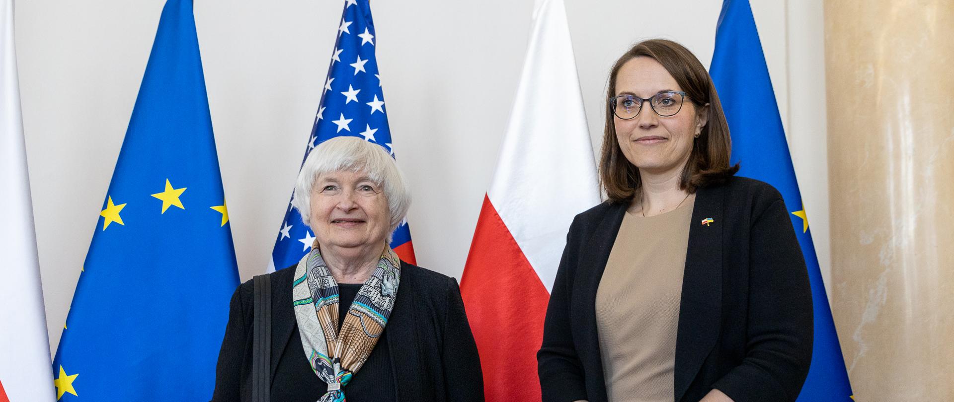 Minister finansów Magdalena Rzeczkowska i sekretarz skarbu USA Janet Yellen