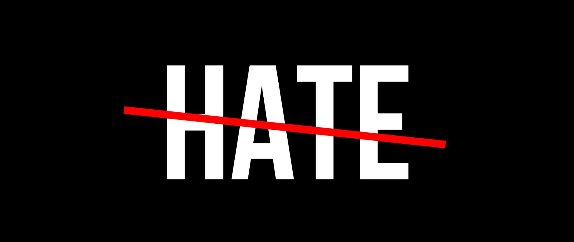 Przekreślony napis HATE