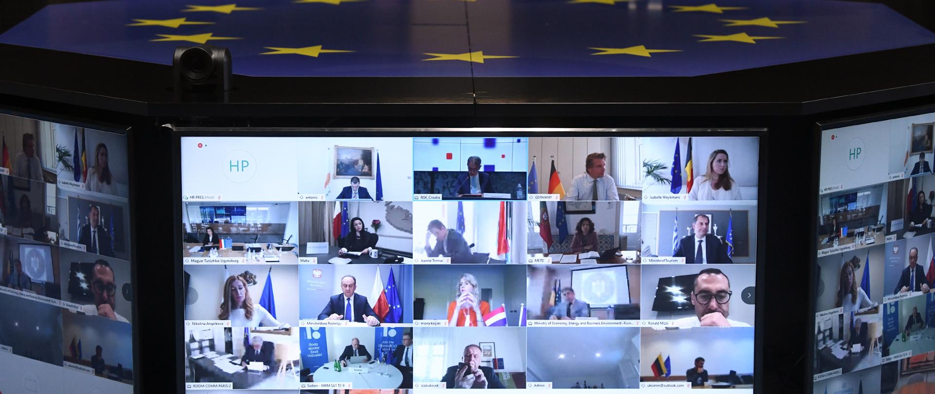 27.04.2020., Zagreb - U Nacionalnoj i sveucilisnoj knjiznici ministar turizma Gari Cappelli odrzao je videokonferenciju s ministrima drzava clanica Europske unije. Photo: Josip Regovic/PIXSELL/EU2020HR