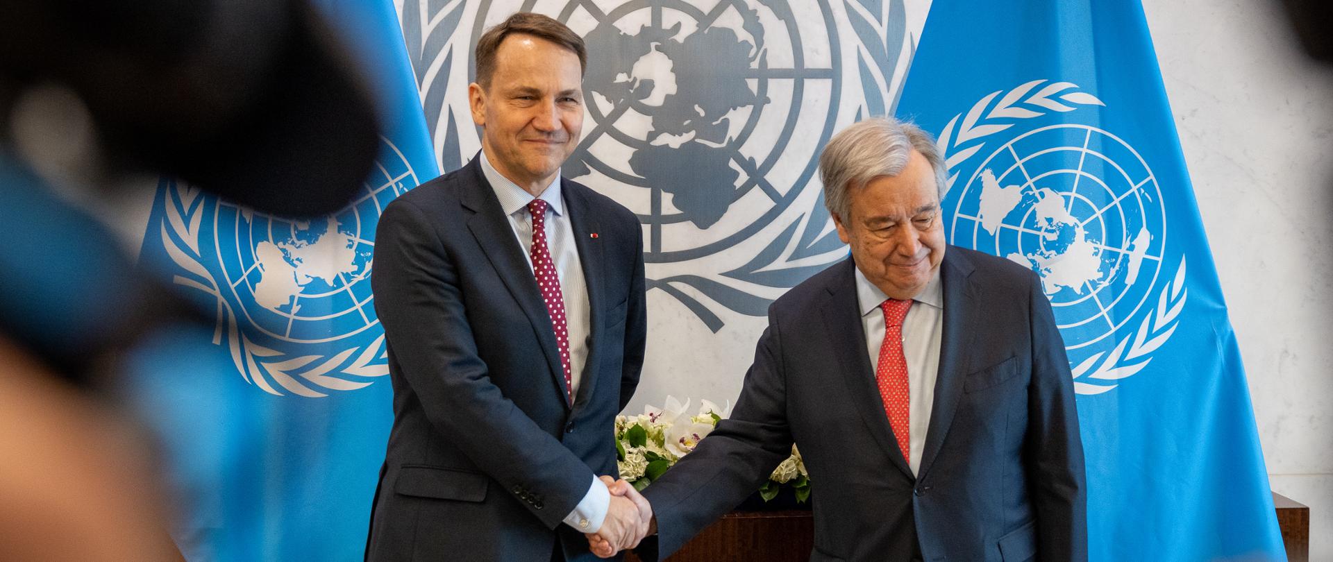Minister Radosław Sikorski i Sekretarz Generalny ONZ