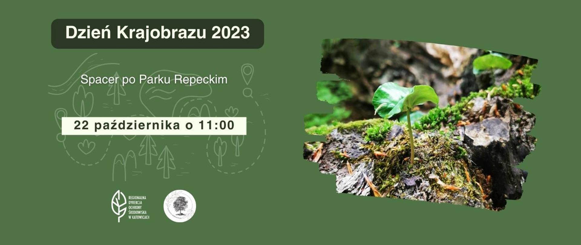 Grafika promująca spacer krajobrazowy z okazji Dnia Krajobrazu 2023