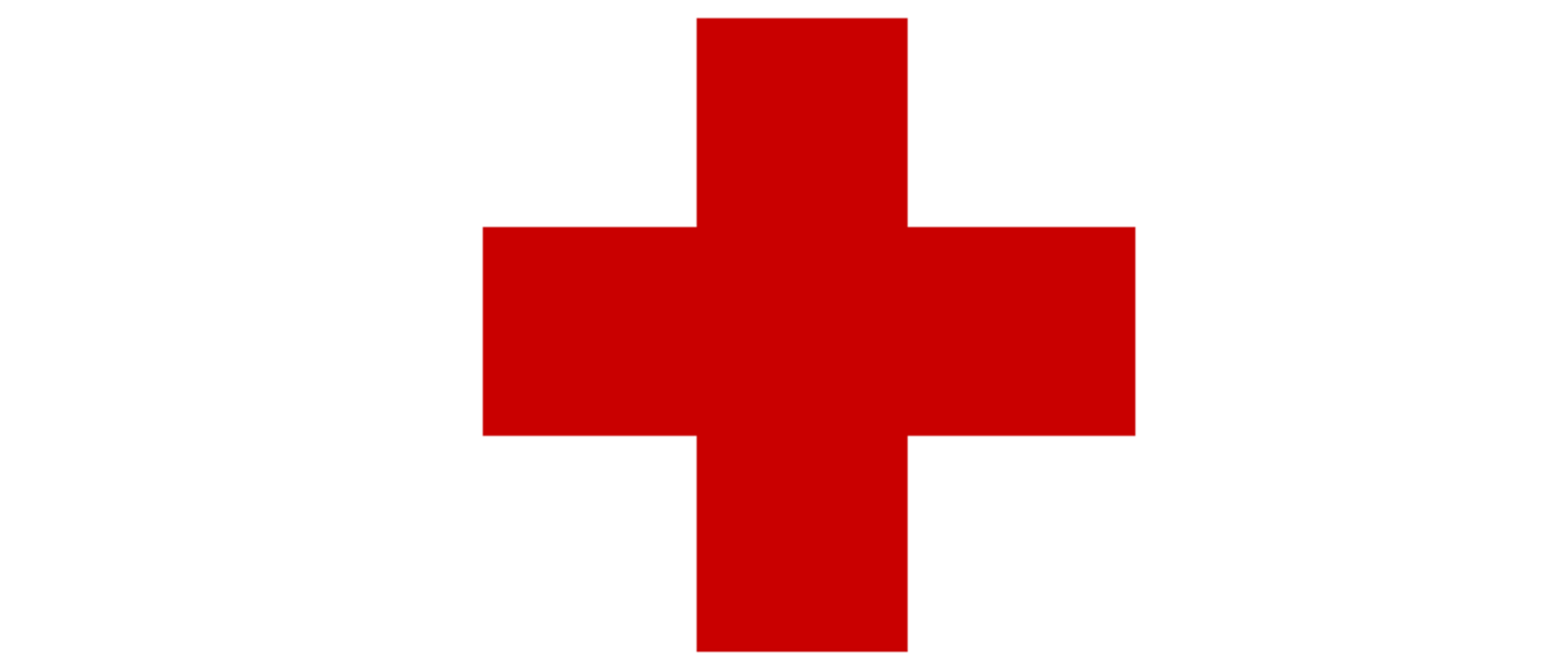 Znak czerwonego krzyża na białym tle.