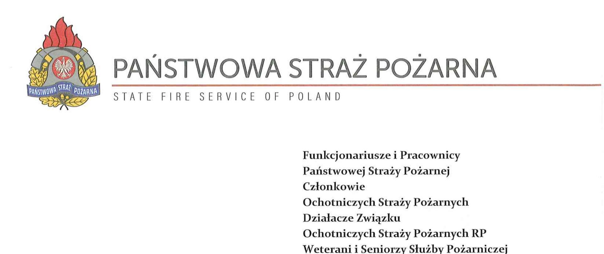 List Kierownictwa Komendy Głównej PSP skan dokumentu