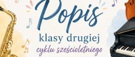 Kolorowe tło, instrumenty muzyczne.