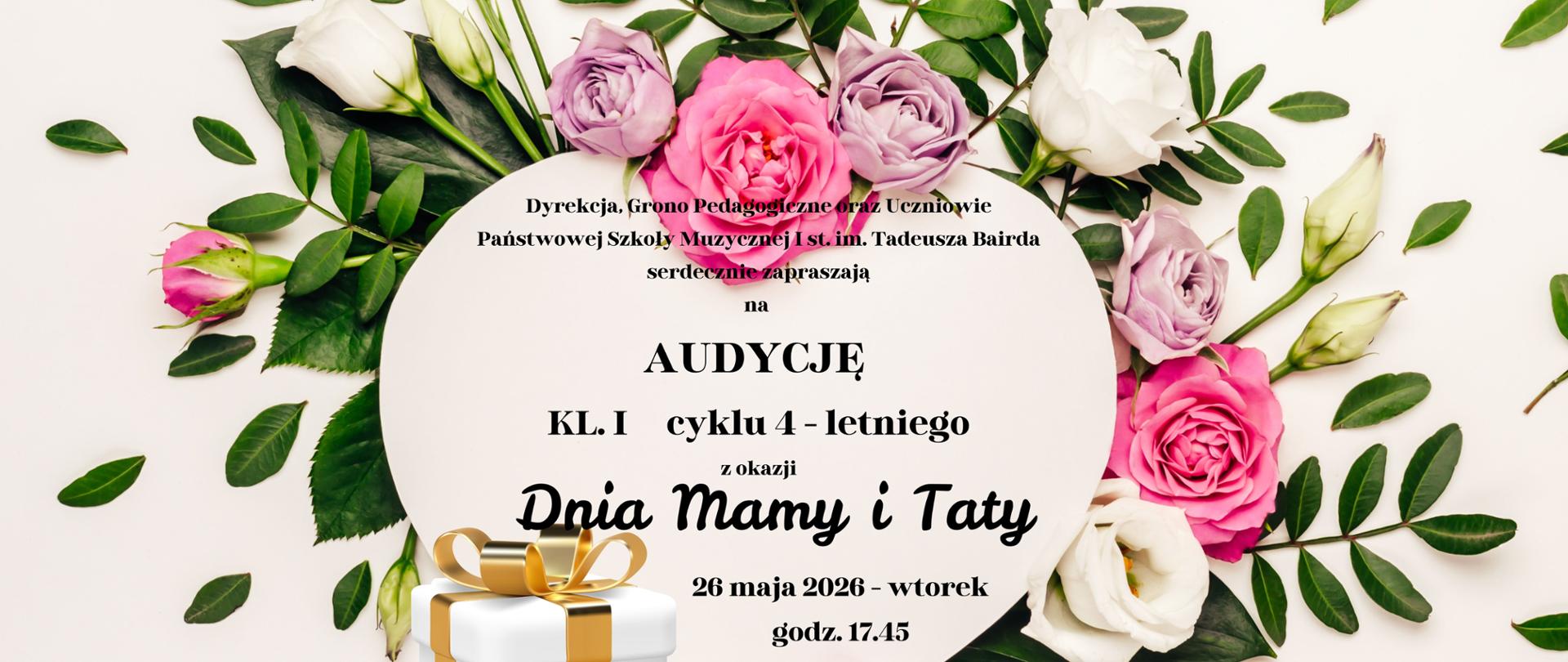 bladoróżowy plakat z rysunkiem serca i kwiatów