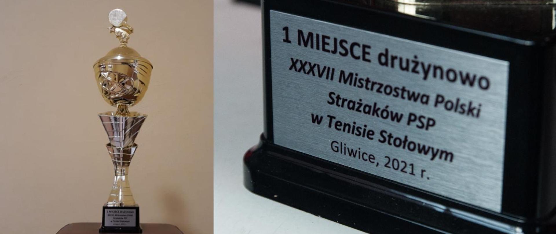 Charytatywna licytacja pucharu Mistrzostw Polski Strażaków w Tenisie Stołowym