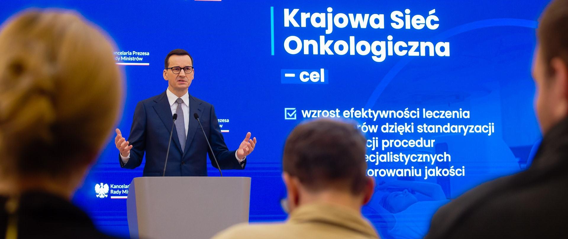 Premier Mateusz Morawiecki podczas konferencji dot. Krajowej Sieci Onkologicznej
