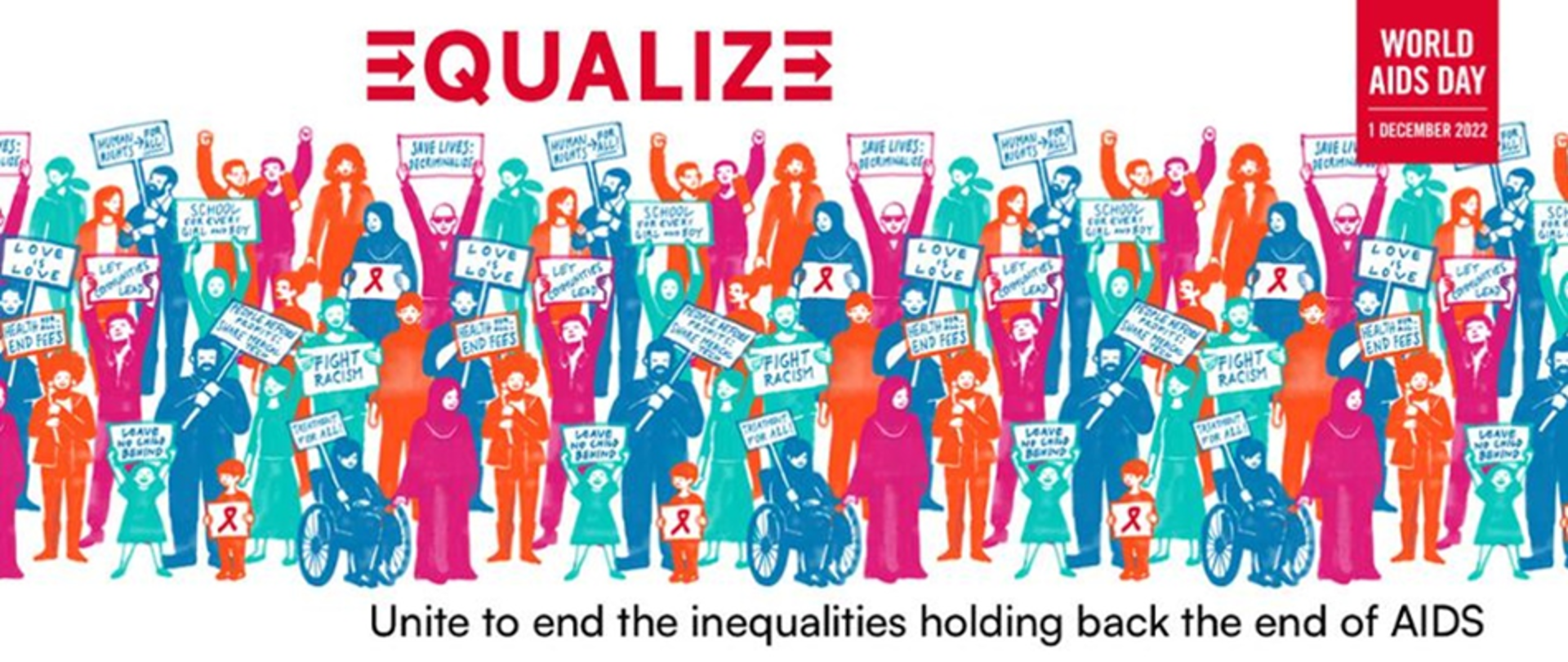 Plakat z grafika dotyczącą 1 grudnia Międzynarodowy Dzień AIDS przedstawia ludzi w różnym wieku
