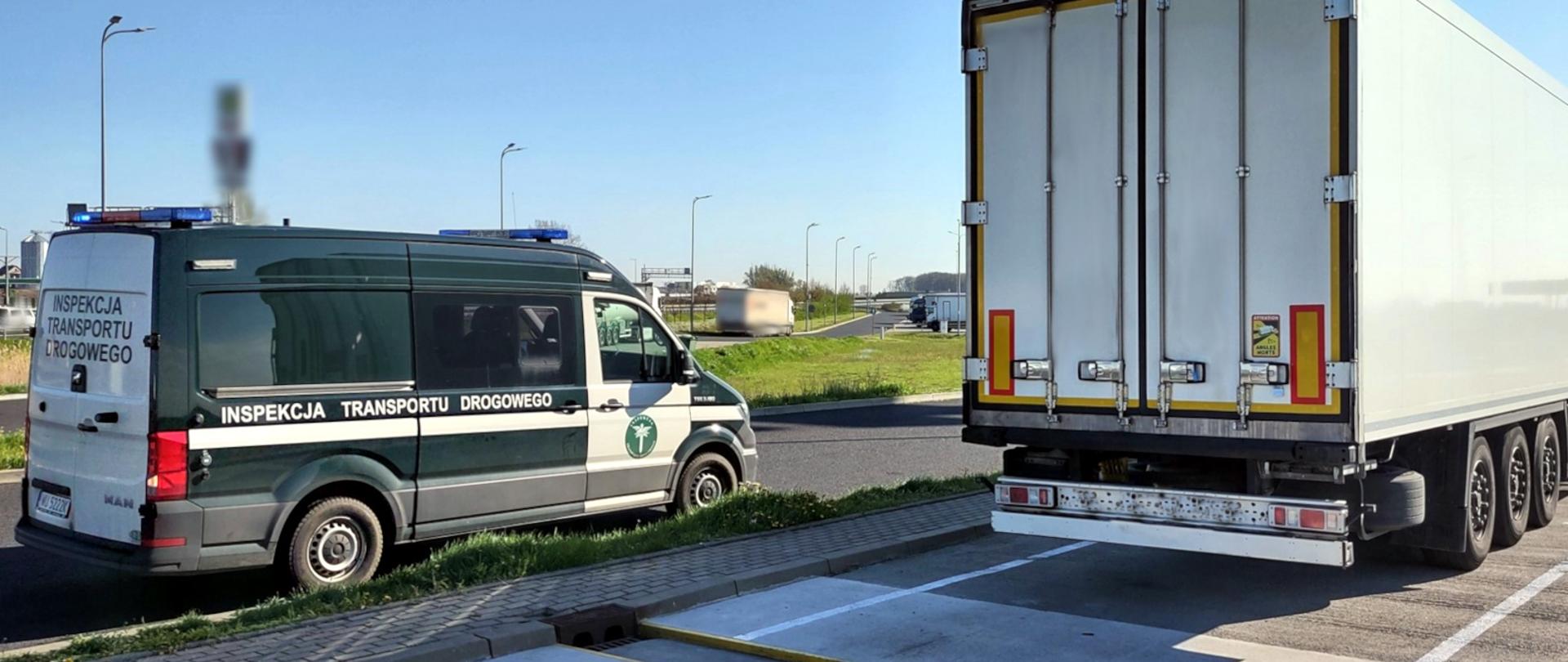 Ciężarówka zatrzymana przez inspektorów wielkopolskiej Inspekcji Transportu Drogowego
