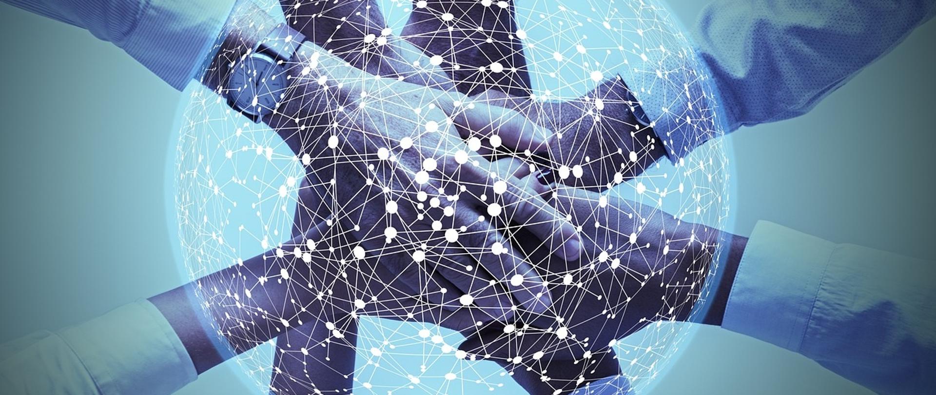 Grafika ozdobna - spkecione ludzkie ręce