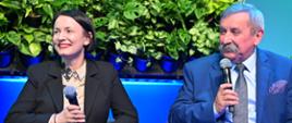 Dorota Zawadzka-Stępniak prezes zarządu NFOŚiGW oraz Józef Matysiak zastępca prezesa zarządu podczas panelu dyskusyjnego