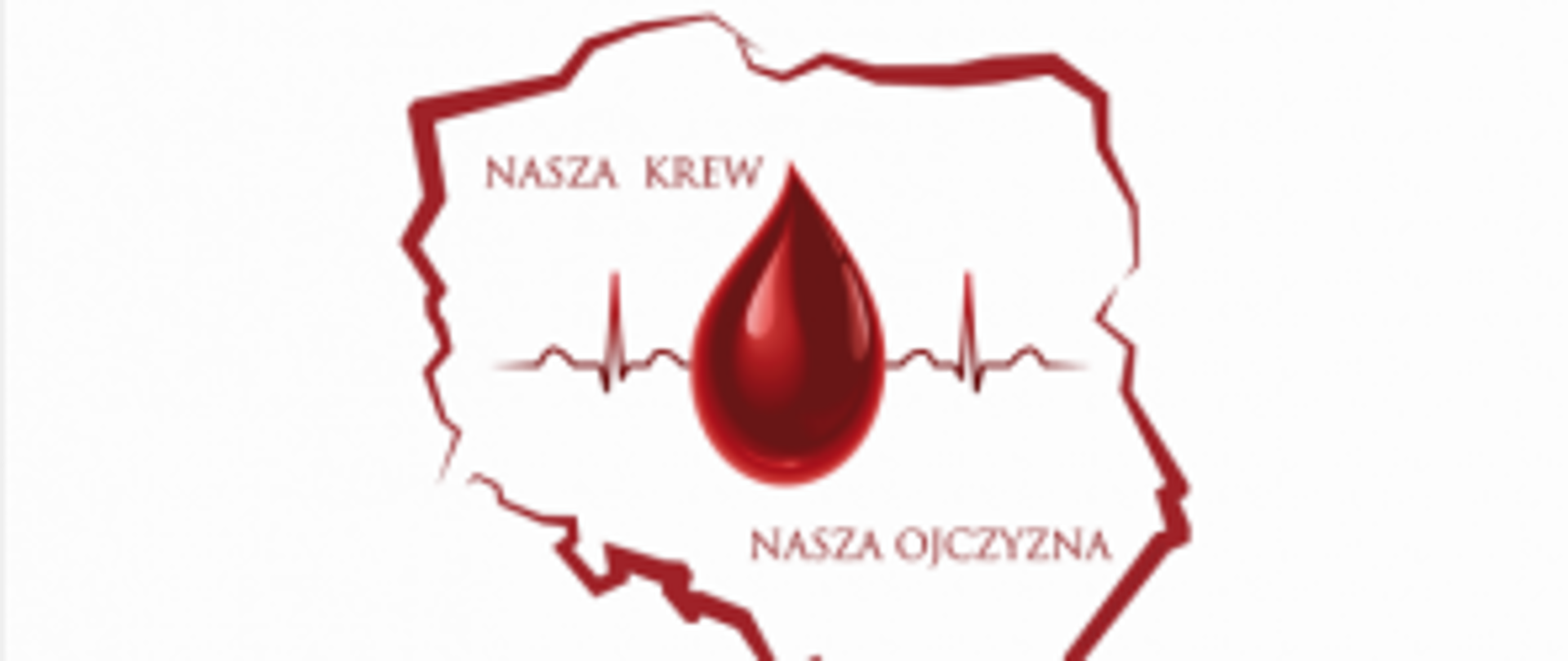 Napis Nasza krew nasza ojczyzna na tle obrysu Polski w kolorze czerwonym