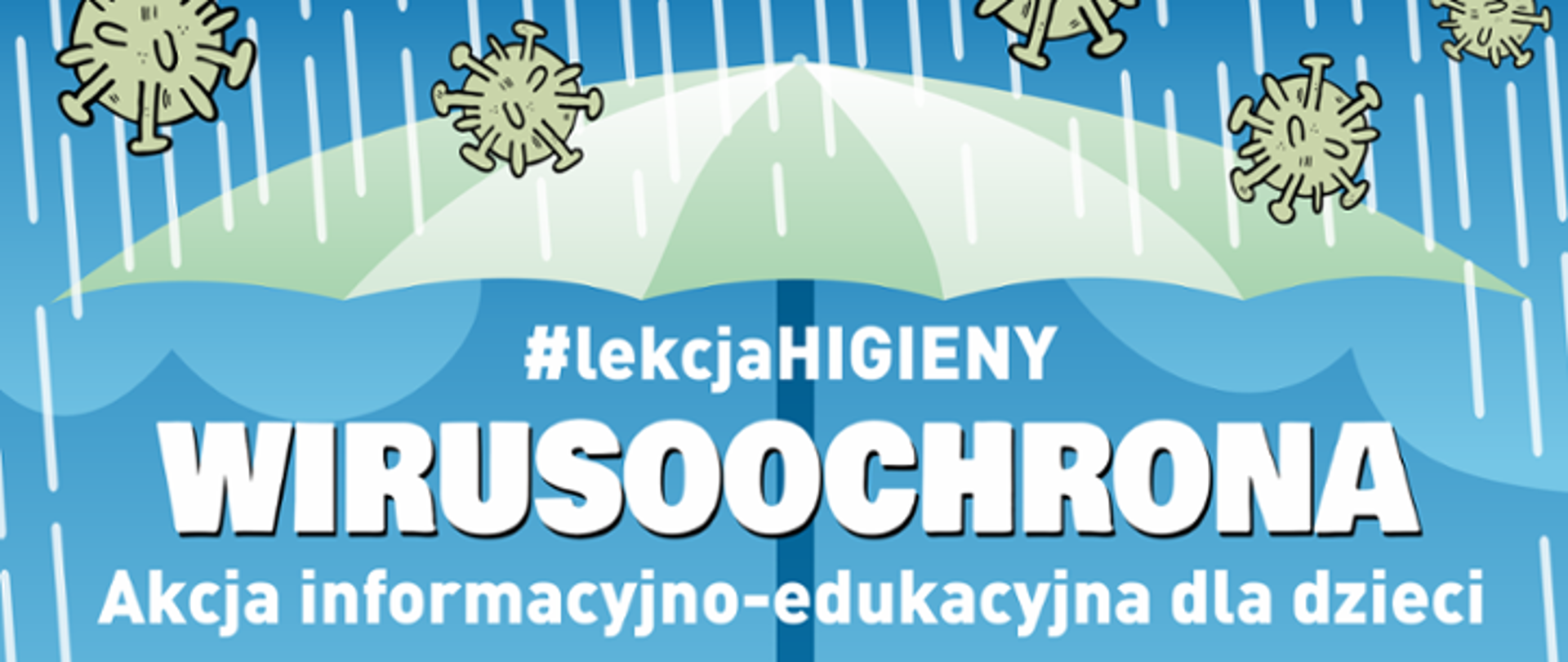 baner akcji wirusoochrona, parasol z deszczem wirusów
