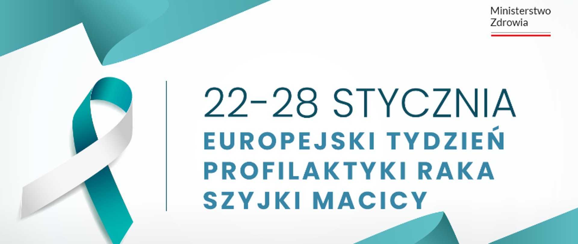 Zielona wstążka napis: 22-28 stycznie Europejski Tydzień profilaktyki raka szyjki macicy