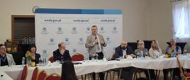Marcin Jarzyński - Zastępca Prezesa PGW Wody Polskie ds. Ochrony Przed Powodzią i Suszą podczas spotkania dotyczącego kształtowania zasobów wodnych na terenach rolniczych, Solec 22.10.2026 r.