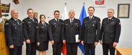 Zdjęcie grupowe po wręczeniu aktu powołania, na zdjęciu kierownictwo Komendy Wojewódzkiej PSP w Łodzi oraz Komendant Powiatowy PSP w Opocznie wraz z zastępcą