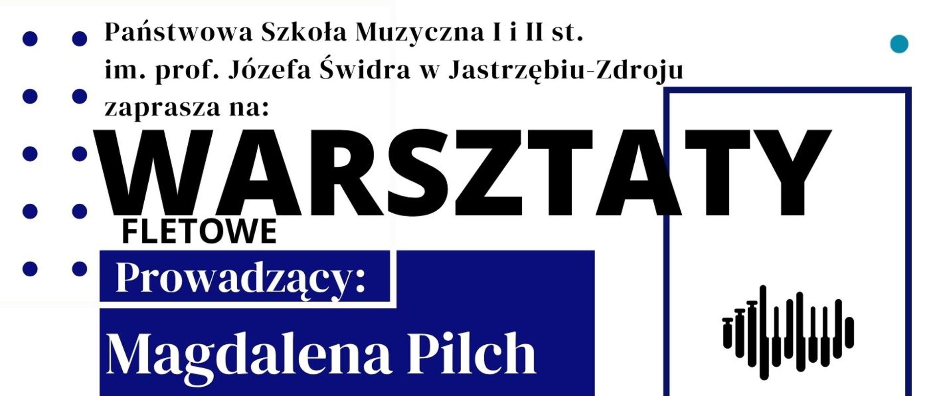 Plakat informacyjny dotyczący warsztatów fletowych odbywających się w dniu 23.03.2026 o godz. 14.00,