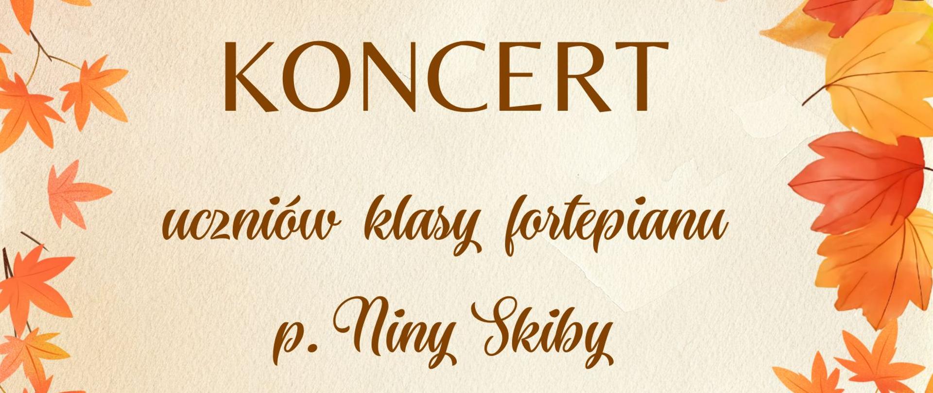 po bokach plakatu widoczne jesienne listki. Na samym dole po lewej stronie widoczne trzy jabłka a po prawej stronie krasnal z dyniami. Na dole widoczna jest klawiatura.