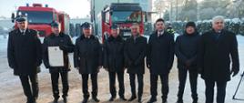 Uroczystość przekazania pojazdów ratowniczo – gaśniczych dla jednostek ochrony przeciwpożarowej powiatu sokólskiego