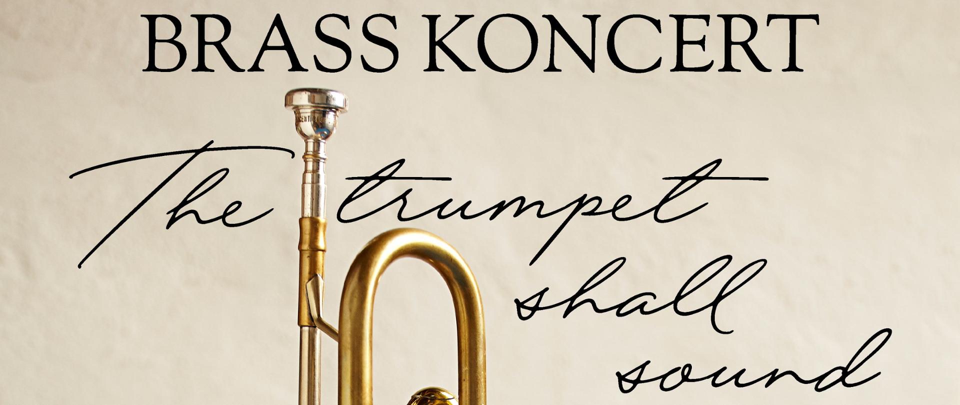 Plakat na beżowym tle zdjęcie trąbki, na górze napis brass koncert, niżej The trumpet shall sound, w środku po prawej, logo PSM I st. w Krzeszowicach. Niżej napis 26 kwietnia 19:00 Aula PSM Krzeszowice. Wystąpią: Filip Galos, Wiktor Popiołek, Jan Miłowski, Paulina Bocharczyk, Albert Kowalik, Malwina Gajewska, Agata Leonowicz, Weronika Ślęczka, Hugo Długosz, Igor Bukowski, Jonathan Ryś Peijen. Akonpaniament: Ludmiła Wojnarowski-Tesarowicz, Radosław Goździkowski, Jarosław Przybylski.