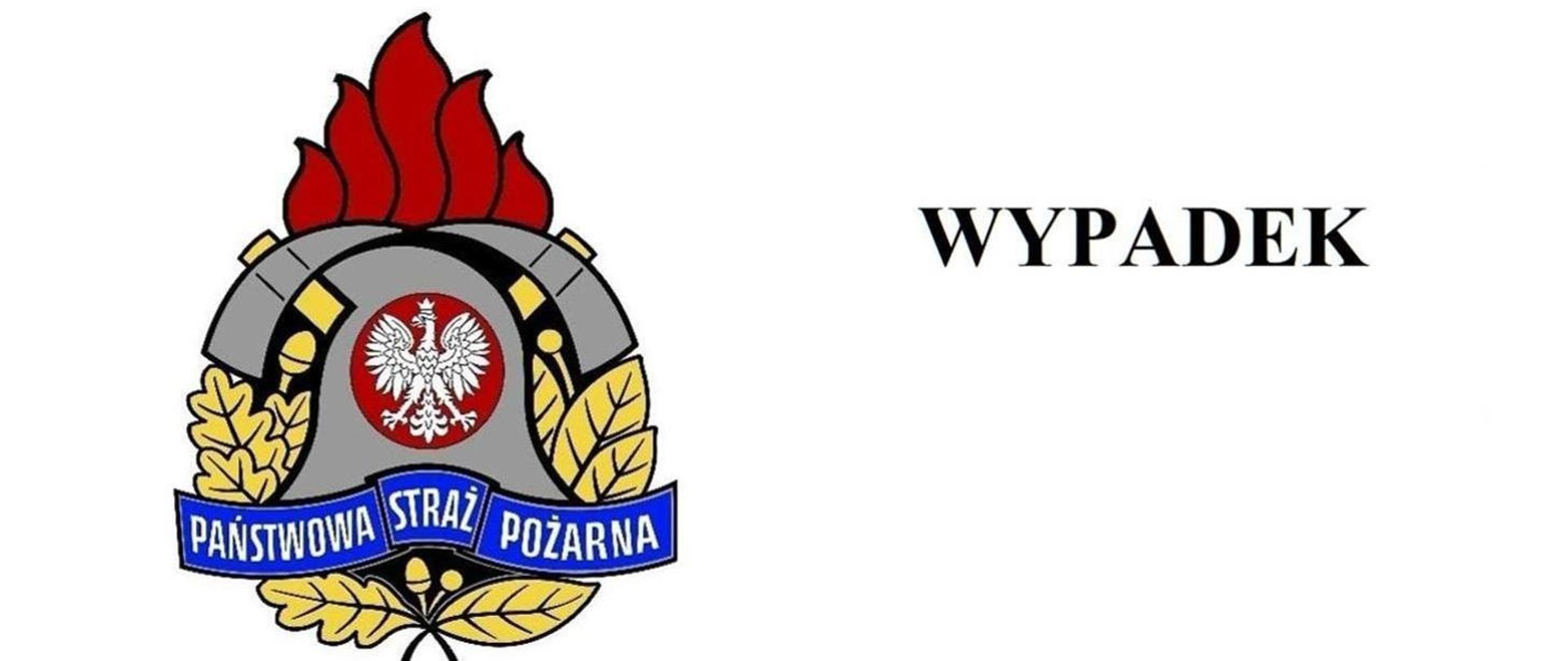 Widać logo PSP i napis wypadek