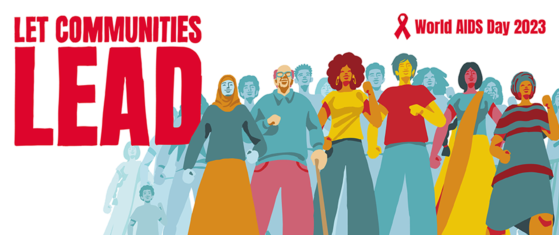 Na obrazku znajdują się ludzie orAZ TEKST wORLD aIDS dAY 2023