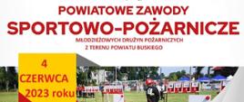 Zdjęcie przedstawia plakat zapraszający na zawody powiatowe młodzieżowych drużyn pożarniczych