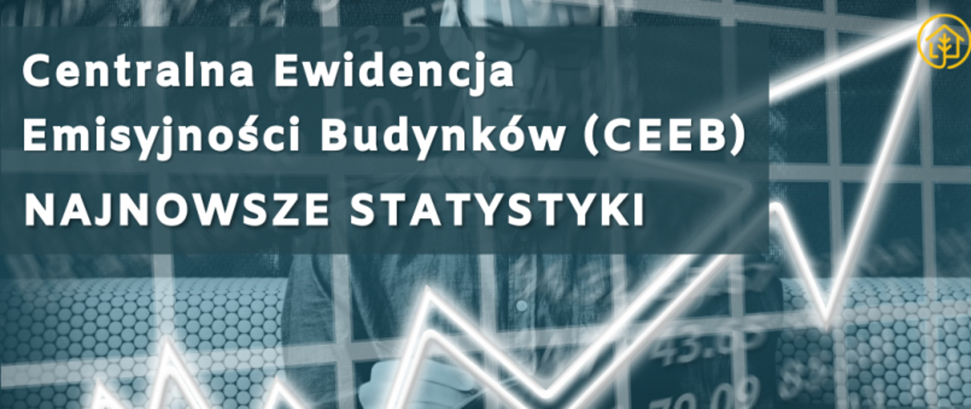 „Infografika z napisem o statystykach CEEB i logo ZONE z ikoną domu.”