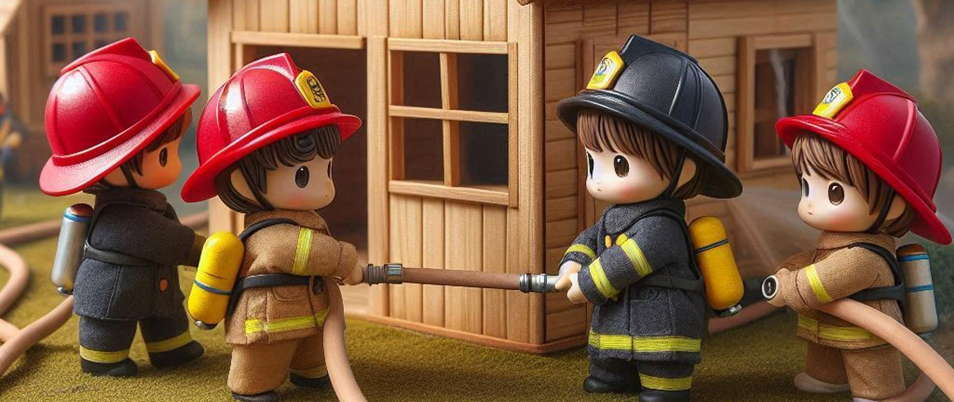 Obraz mali strażacy.