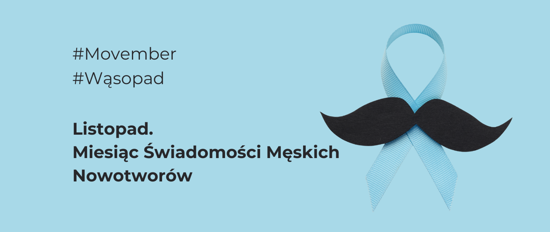 Niebieska wstążka z wąsami na błękitnym tle