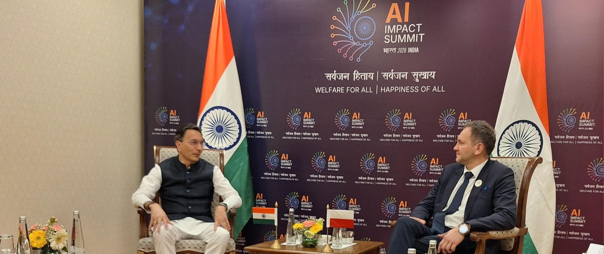 Spotkanie ministra Rafała Rosińskiego z Jitinem Prasadą, Ministrem Stanu w Ministerstwie Handlu i Przemysłu oraz Ministerstwie Elektroniki i Technologii Informacyjnych.