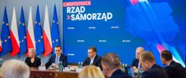 Premier Mateusz Morawiecki podczas spotkania z samorządowcami w KPRM.