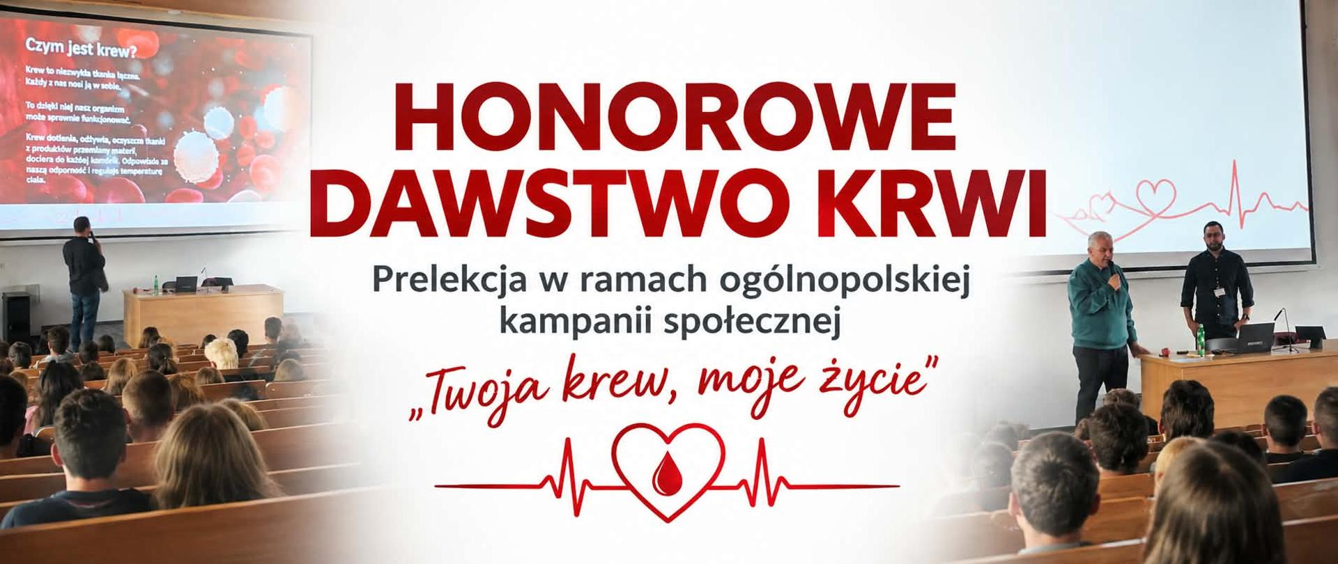 Informacja o odbytej prelekcji na temat honorowego krwiodawstwa. Spotkanie miało na celu przybliżenie uczestnikom znaczenia oddawania krwi, zasad krwiodawstwa oraz roli, jaką każdy dawca może odegrać w ratowaniu zdrowia i życia innych osób.