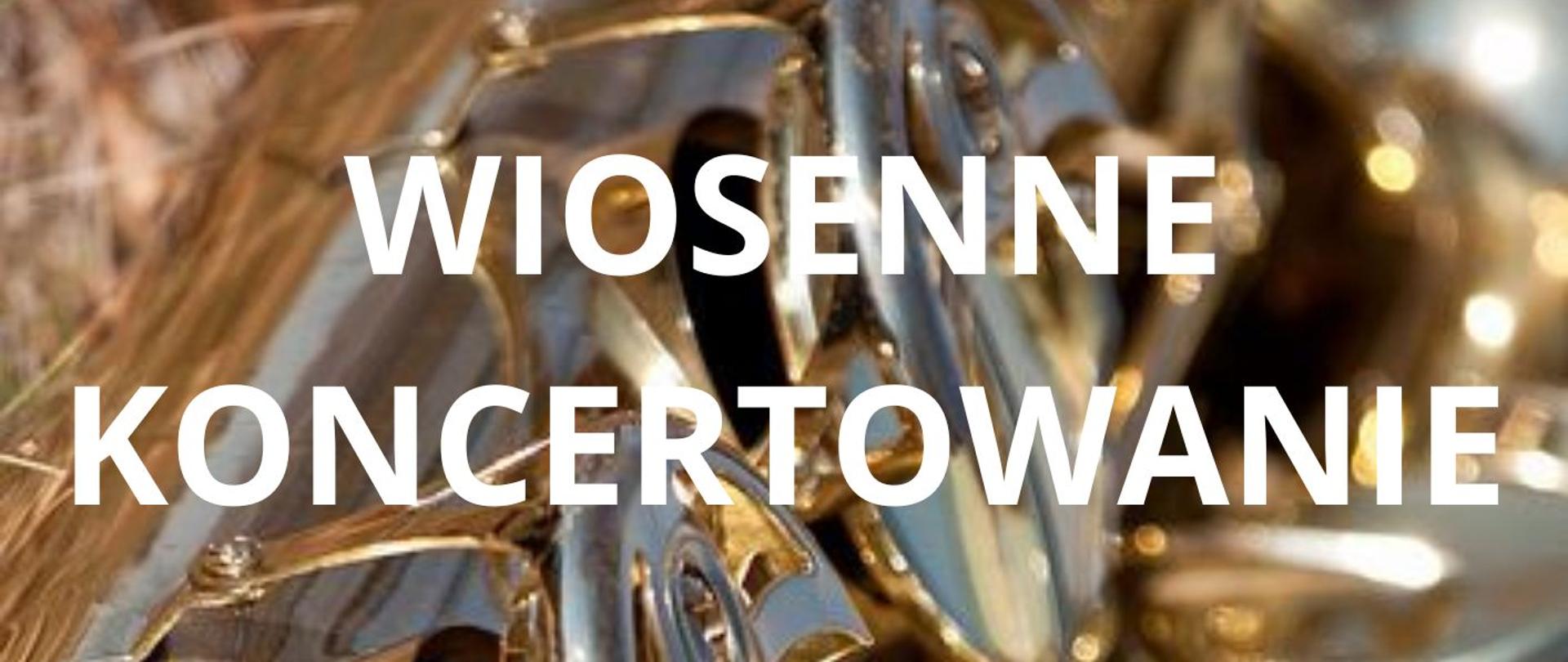 Plakat z wydarzeniem - Wiosenne Koncertowanie w wykonaniu uczniów klay fletu Magdaleny Siwej-Kujawy, które odbędą się w dniu 8 kwietnia 2026r. o godz. 17:00 w auli ZPSM w Dębicy, tłem plakatu jest instrument muzyczny - flet, napisy w kolorze białym