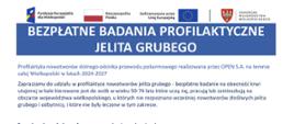 plakat - bezpłatne badania profilaktyczne jelita grubego