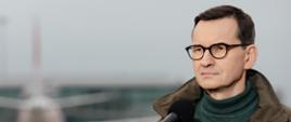 Premier Mateusz Morawiecki na konferencji prasowej.
