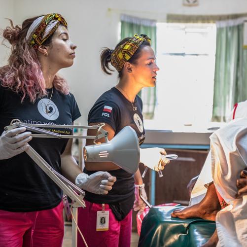 Doctors from Poland, Joana and Olga perform a cervical cancer screening at Kijauri subcounty Hospital in Nyamira County on August 8, 2019. Photo/Brian Otieno/Polish Aid.