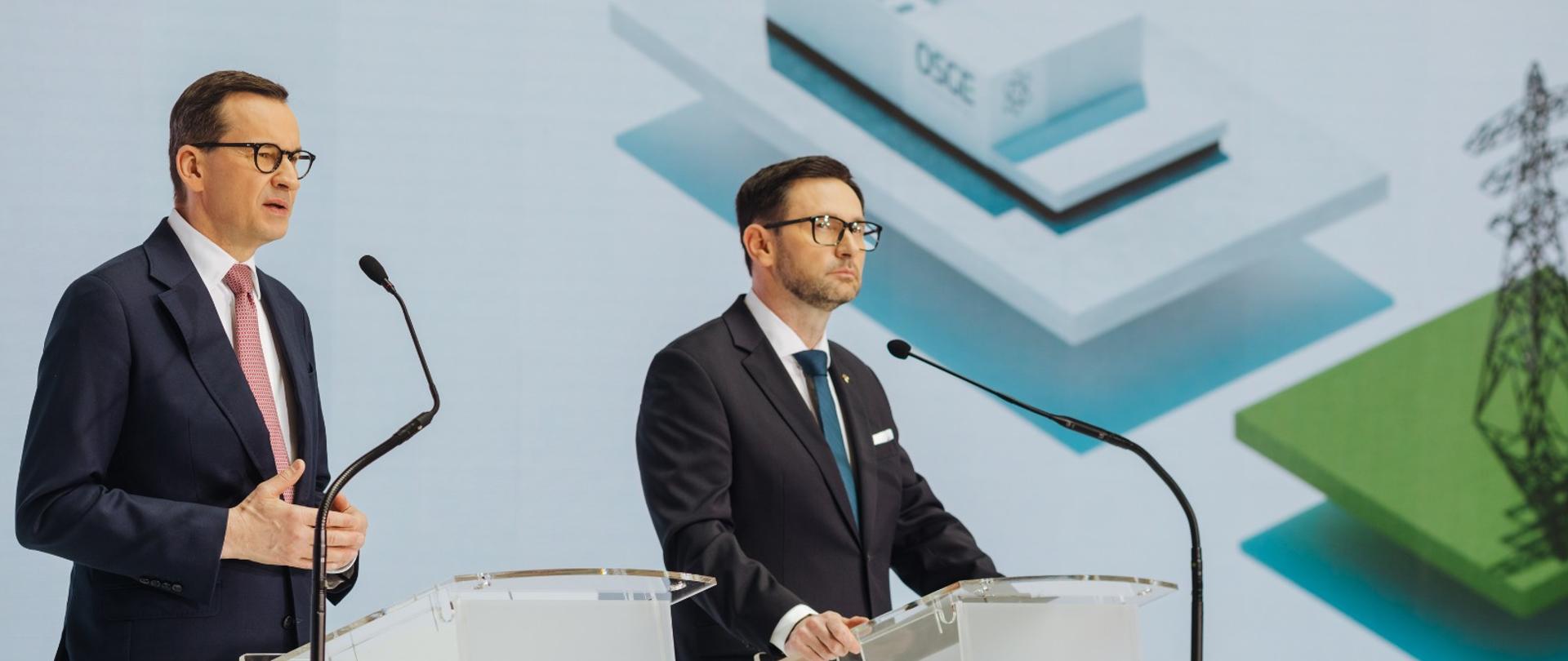 Premier Mateusz Morawiecki podczas konferencji dotyczącej realizacji strategicznych planów Grupy ORLEN w obszarze energetyki jądrowej