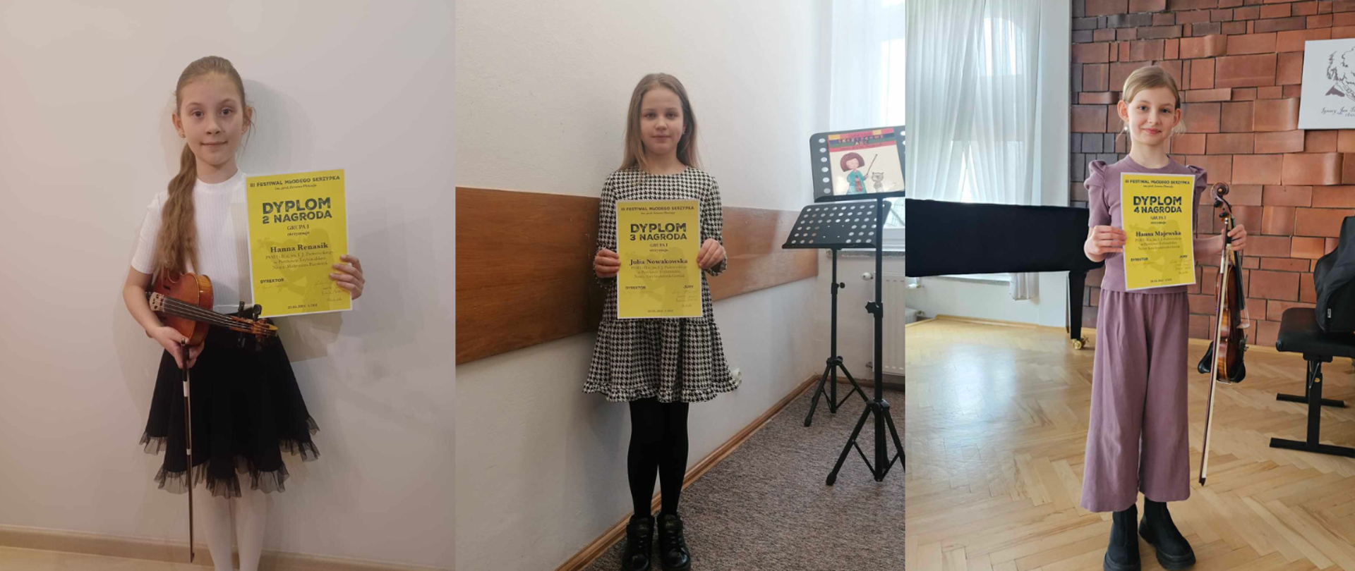 Skrzypaczki trzymają dyplomy