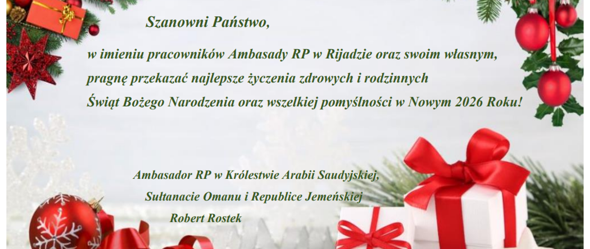 Życzenia Ambasada RP w Rijadzie