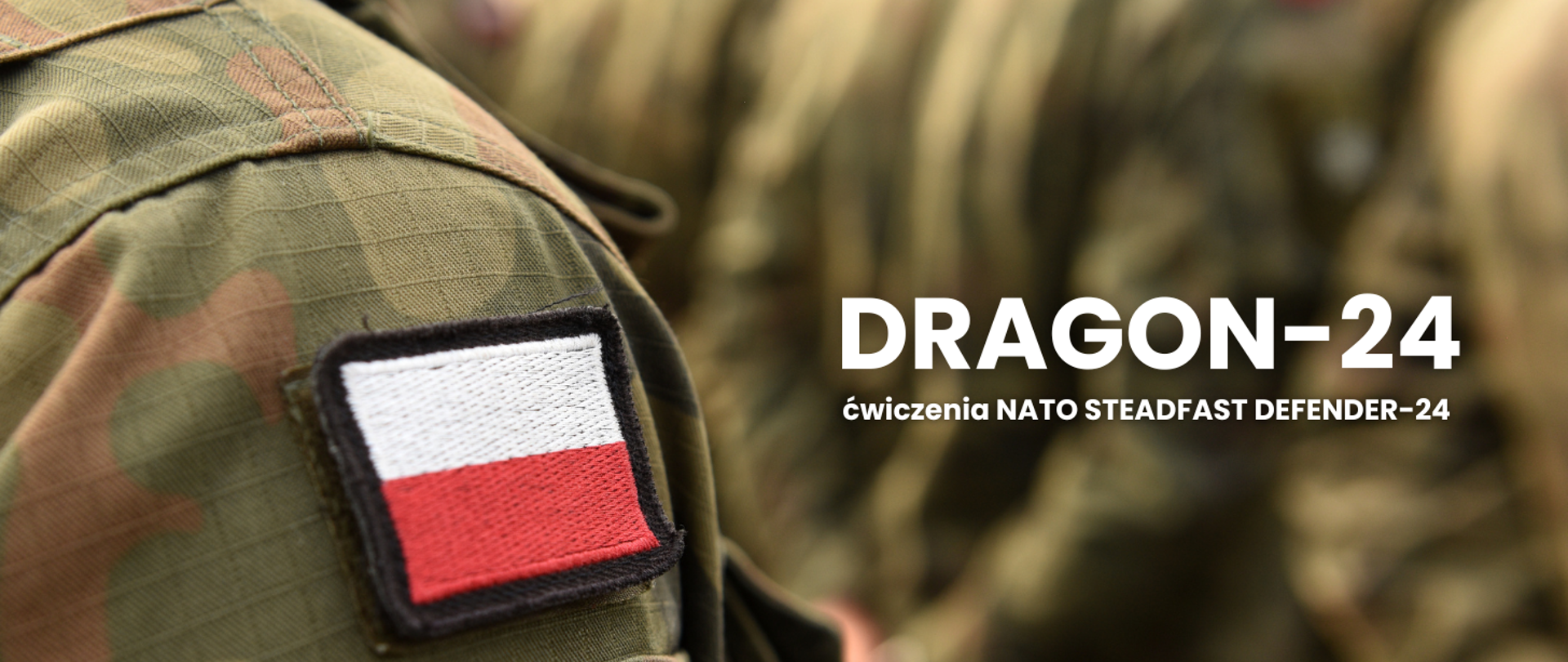 Mundur polski z naszywką biało czerwona i napis DRAGON 24 
