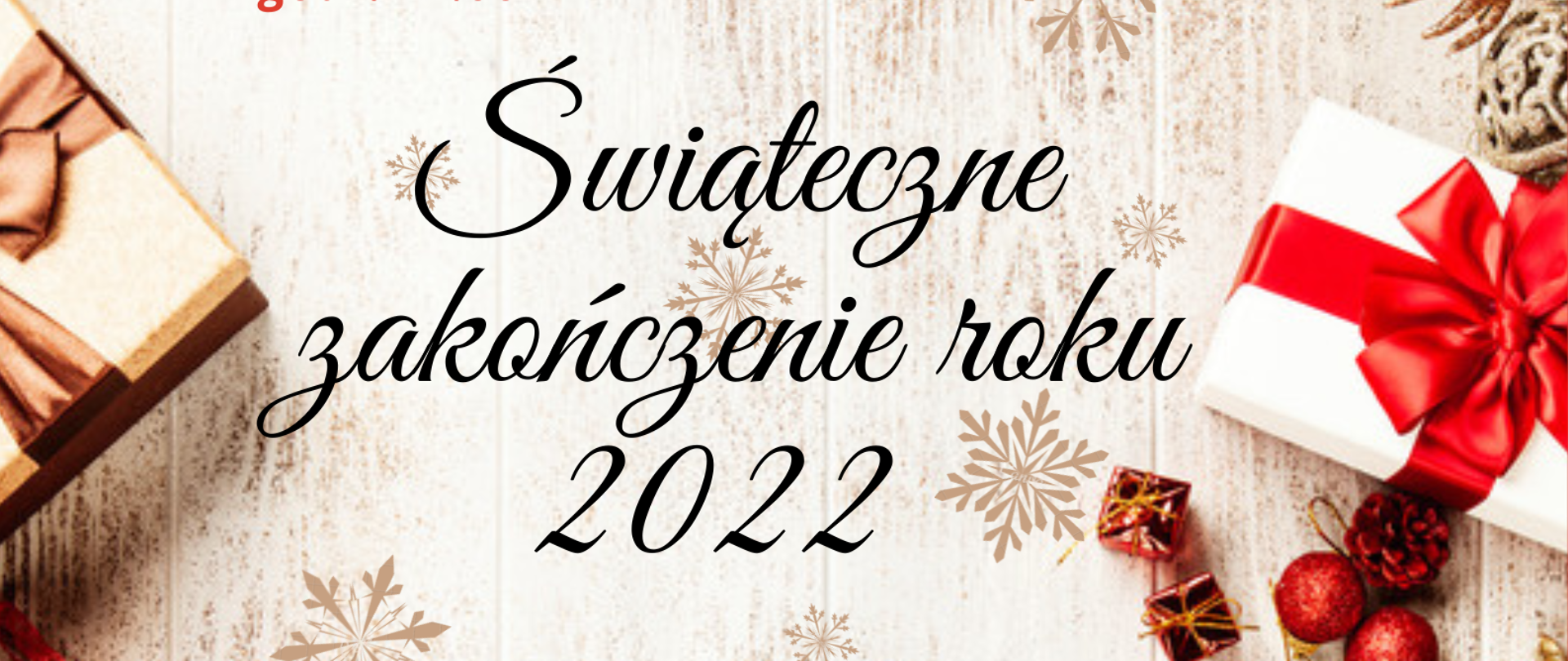 Plakat reklamujący popis klasy fortepianu p. Pauliny Kukuczki w dniu 20.12.2022 r. o godz.: 17:00. W tle zdjęcie ze świątecznymi elementami. 