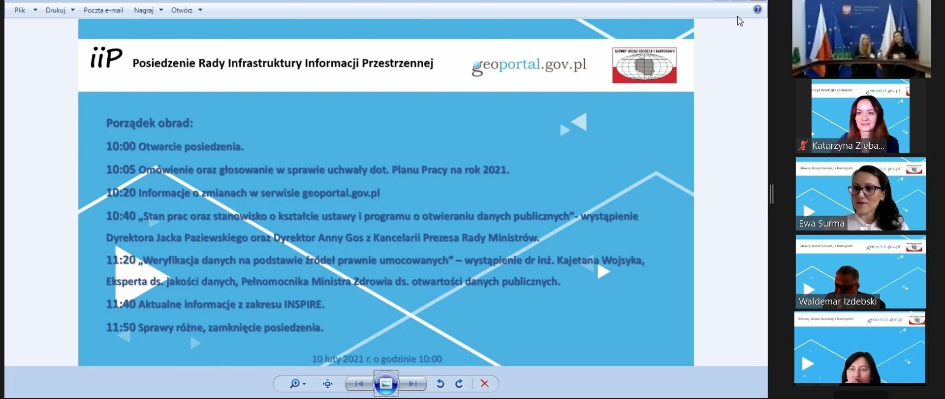 Zrzut ekranu z aplikacji ZOOM (programu do prowadzenia telekonferencji). 