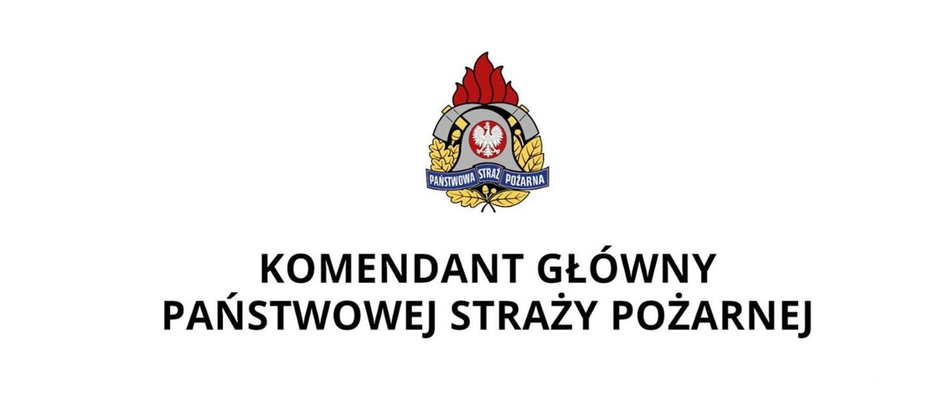 Logo PSP oraz napis Komendant Główny Państwowej Straży Pożarnej