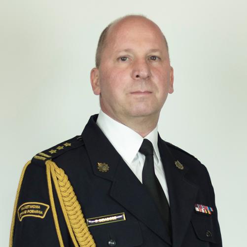 Komendant Powiatowy KP PSP w Głogowie st. bryg. mgr inż. Paweł Dziadosz