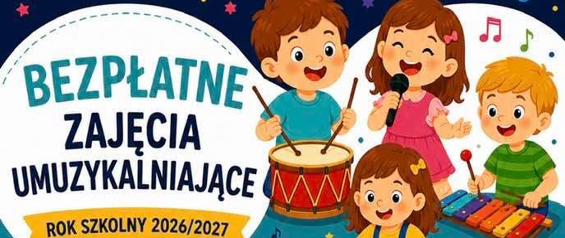 na niebieskim tle informacje kiedy, gdzie i dla kogo są zajęcia