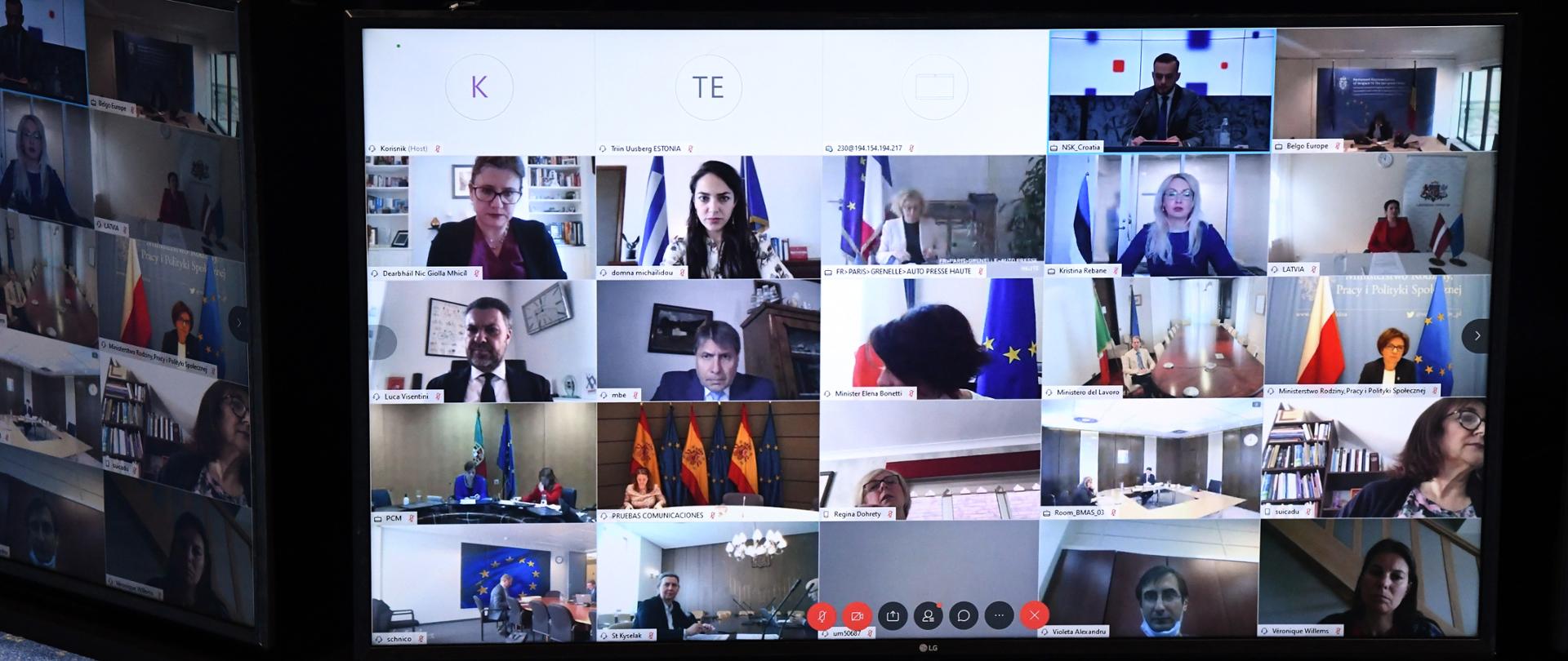 05.05.2020., Zagreb - Ministrica za demografiju, obitelj, mlade i socijalnu politiku, Vesna Bedekovic i ministar rada i mirovinskoga sustava, Josip Aladrovic, sudjelovali na videokonferenciji s ministrima drzava clanica Europske unije. Photo: Josip Regovic/PIXSELL/EU2020HR