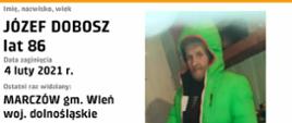 Zdjęcie przedstawia informacje na temat poszukiwanej osoby zaginionej.